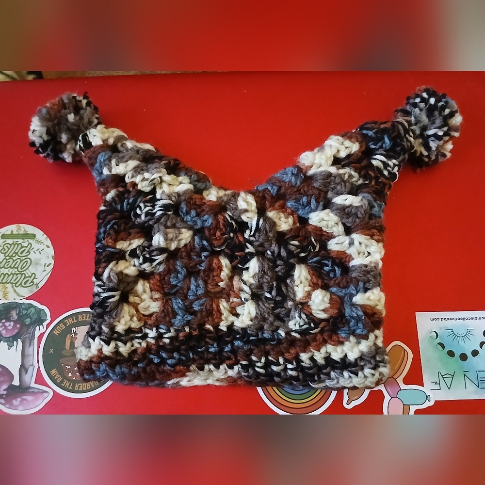 Infant Toddler Handmade Chunky Knit Pom-Pom Beanie - Multicolor Hat